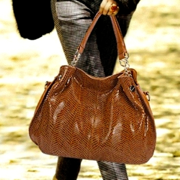 Handbags - NWOT "Brown" Genuine Leather Serpentine